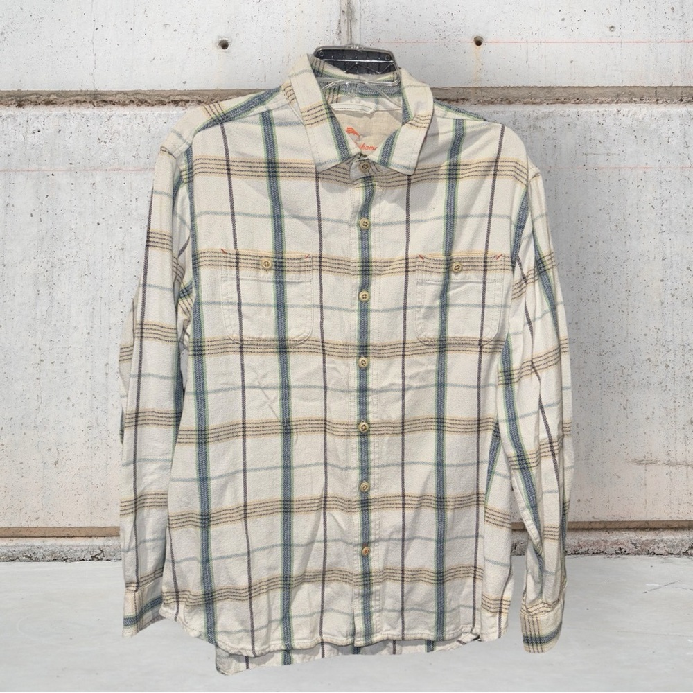 Tommy Bahama Relax‎ Mens Large Plaid Flannel Shirt Multicolor Midweight Outdoor
